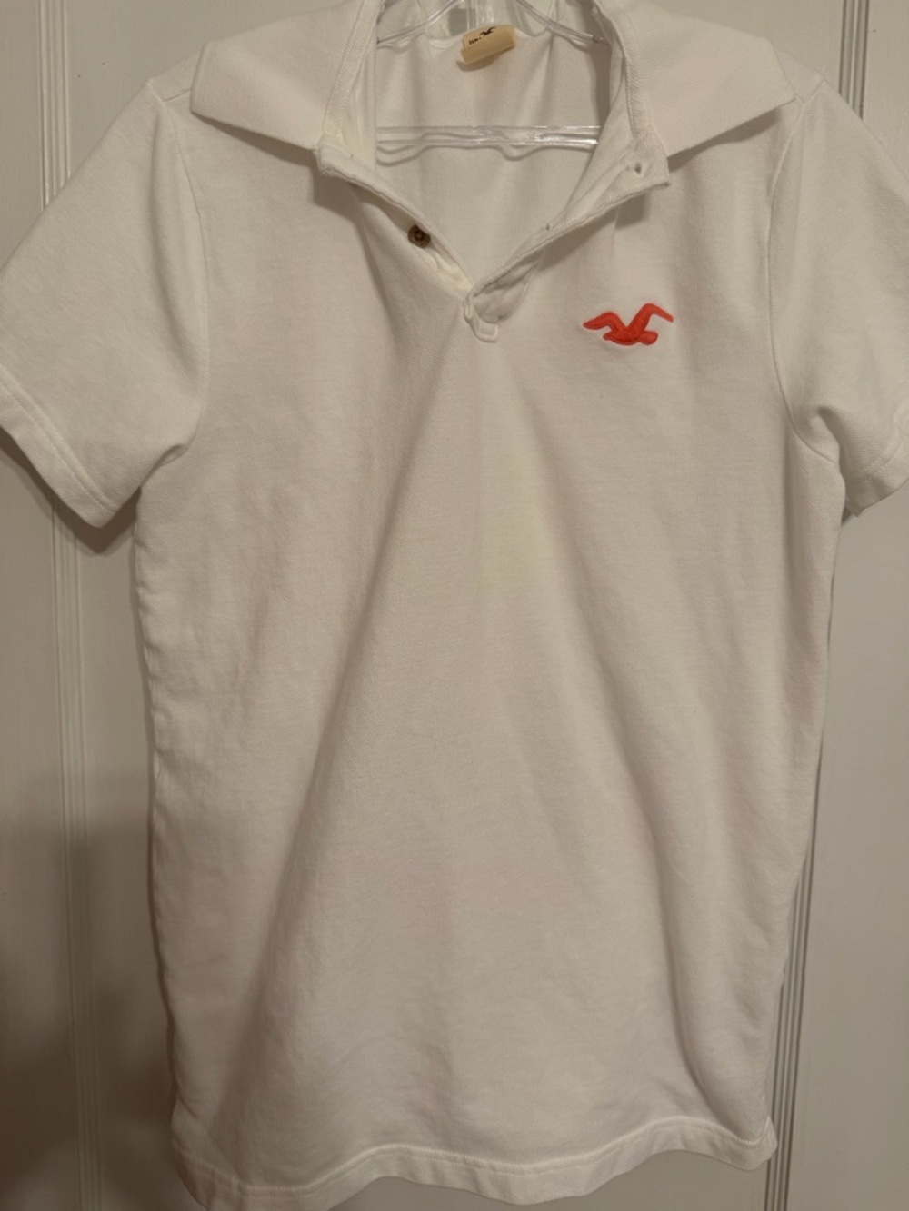 Hollister White Tee with Brown Logo Tag